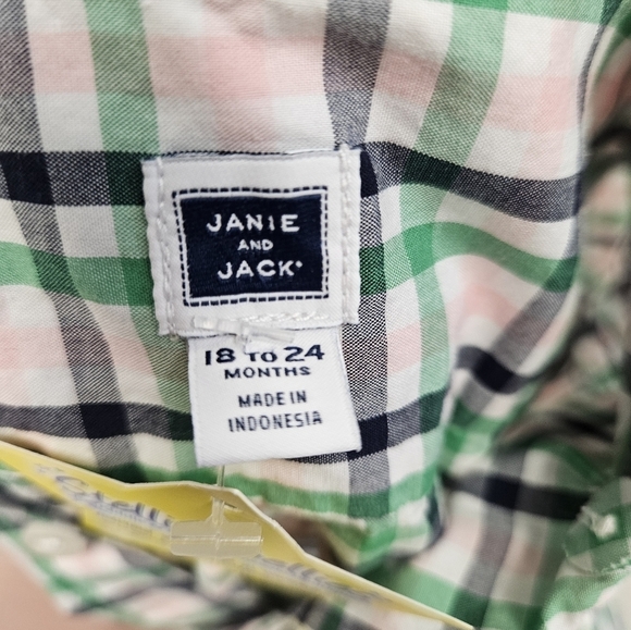 JANIE AND JACK Plaid Button Shirt Long Sleeve 18-24 Months - Picture 3 of 4